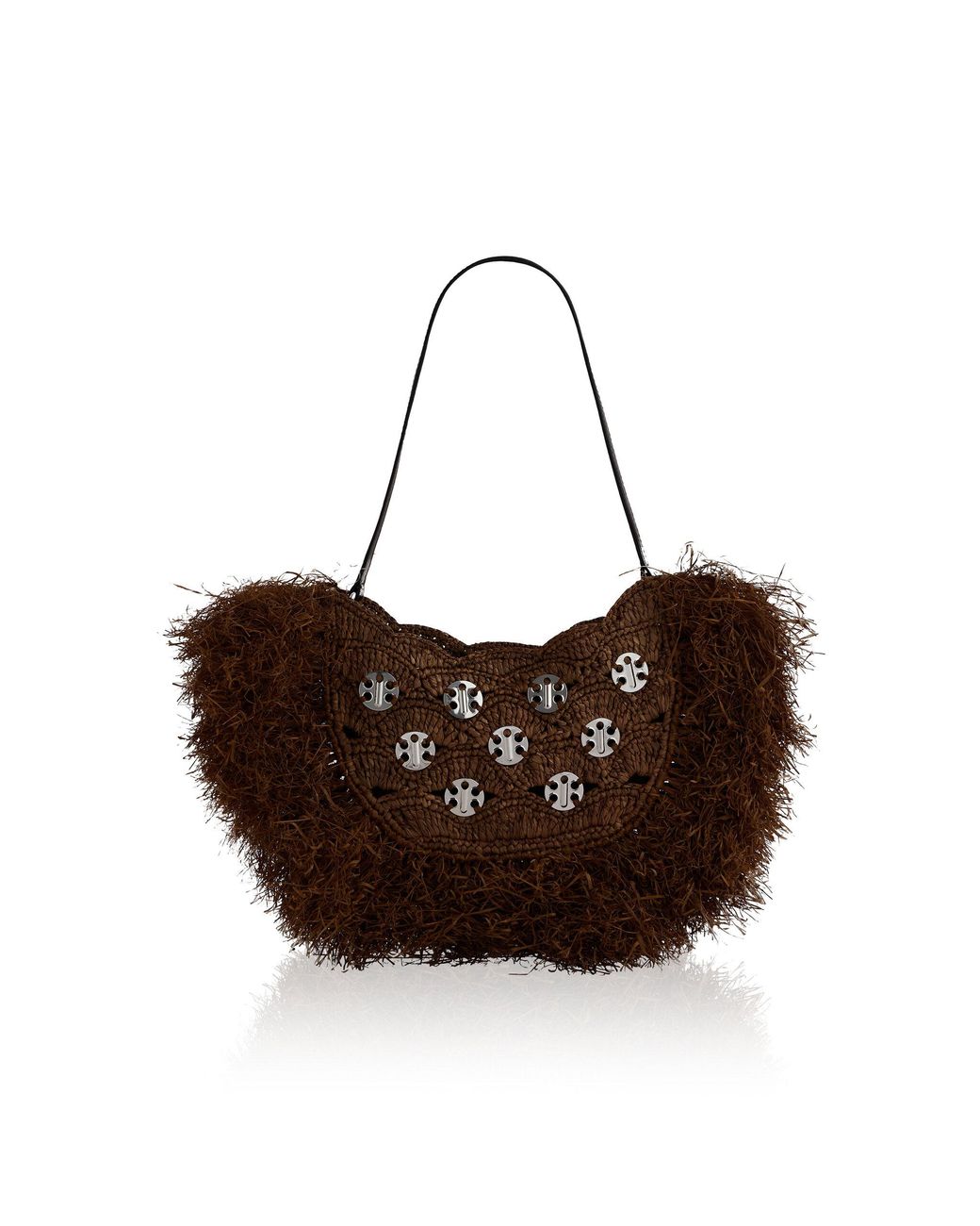 Rabanne Brown Fringed Fur Shoulder Bag