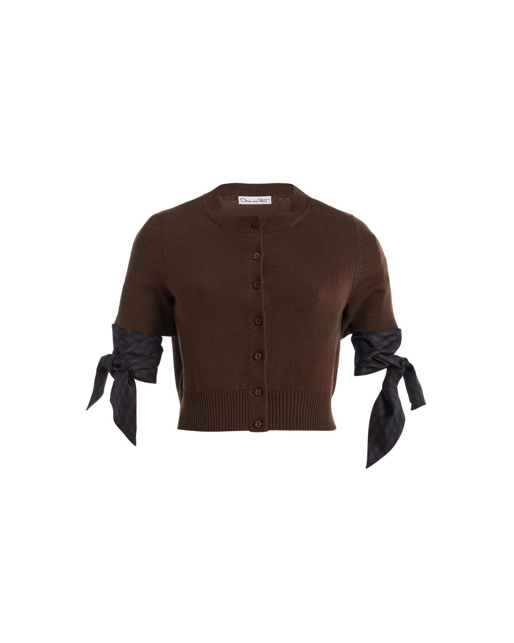 Oscar de la Renta Brown Tie-Detailed Wool Cardigan