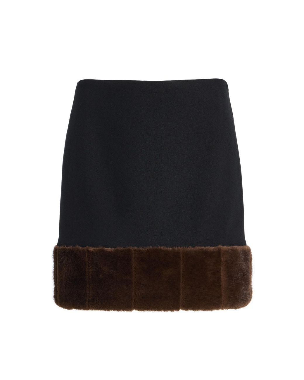 ROTATE BIRGER CHRISTENSEN Black Faux Fur Mini Skirt