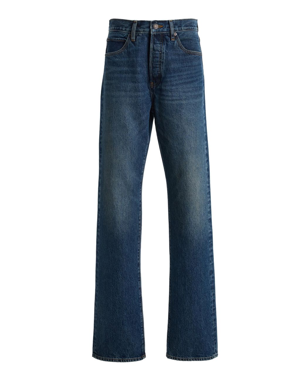 FRAME Blue X Sotheby's Vertical Rigid High-Rise Straight-Leg Jeans