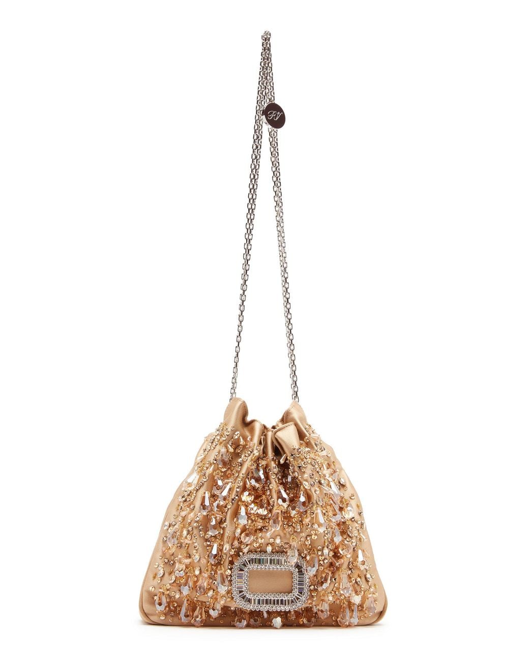 Roger Vivier Metallic Pilgrim Crystal-Embellished Satin Mini Bag
