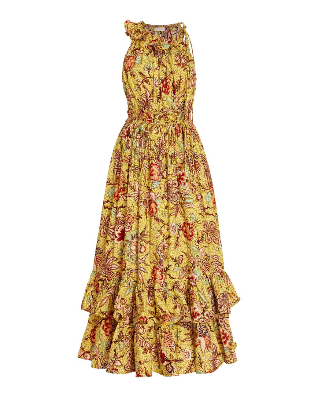 Ulla Johnson Delfina Tiered Cotton Maxi Dress in Yellow | Lyst