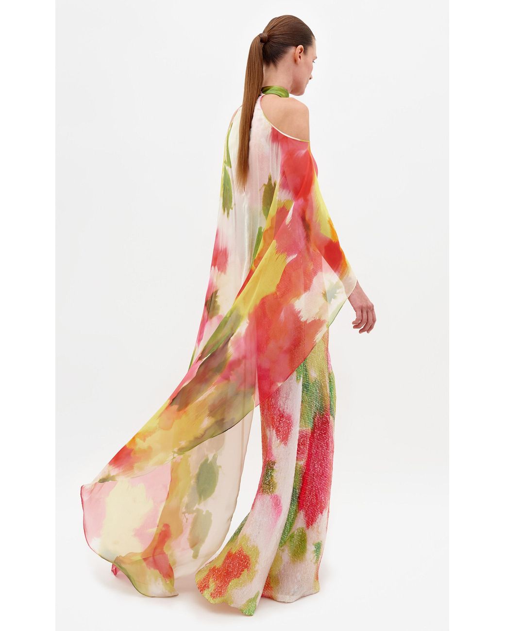 Silvia Tcherassi Serenela Open-Shoulder Silk-Blend Maxi Dress in