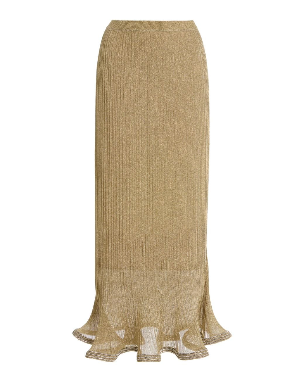 Jonathan Simkhai Natural Brighton Metallic Plisse Midi Skirt