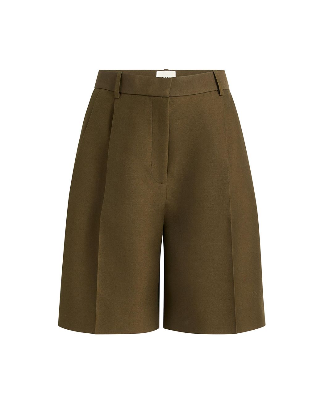 Khaite Green Auggie Wool-Silk Knee-Length Shorts