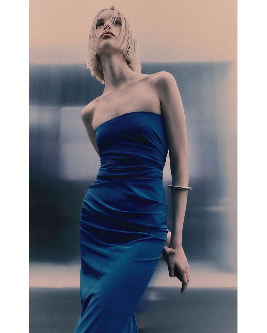 Proenza Schouler Odette Strapless Silk-blend Maxi Dress in Blue | Lyst