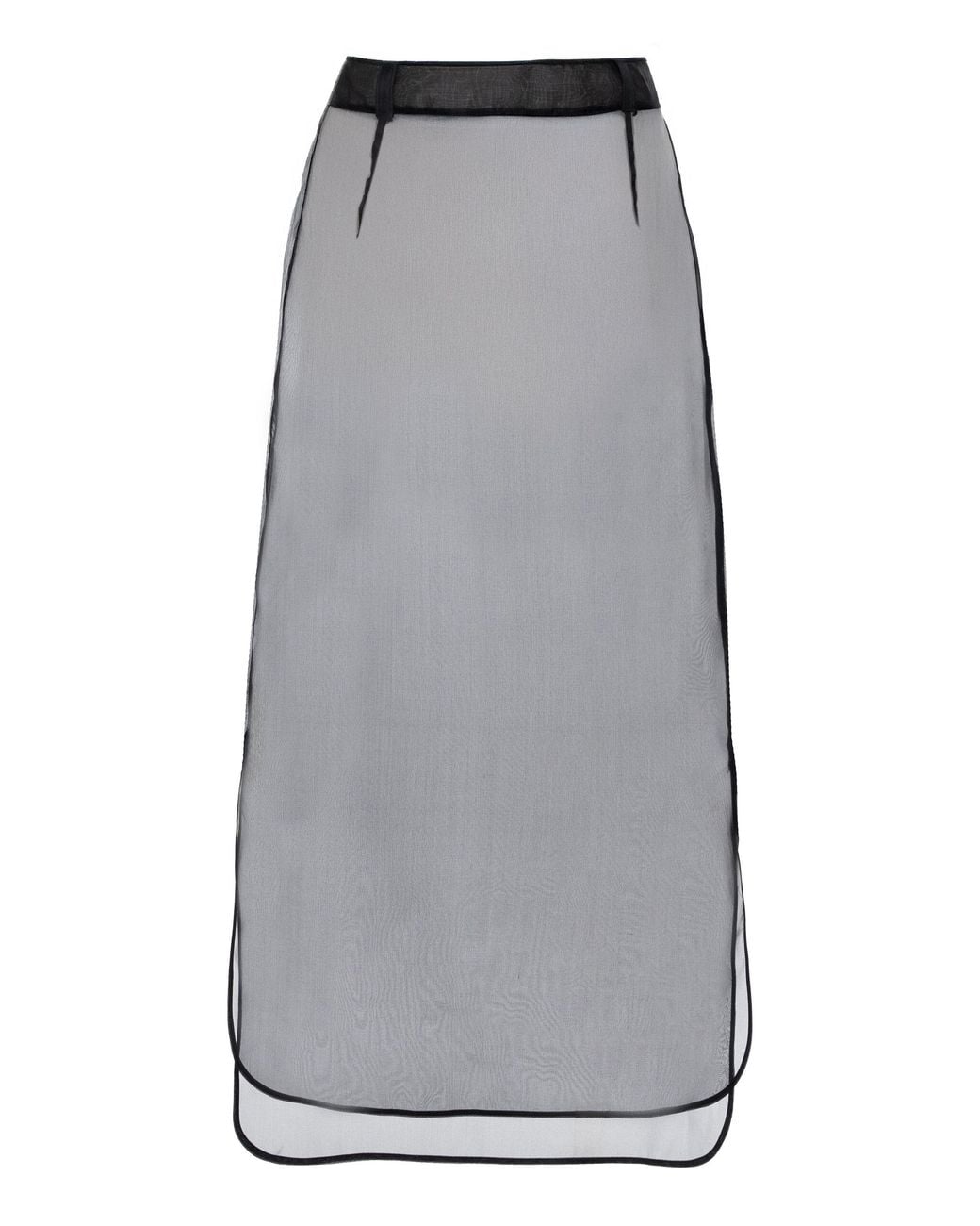 DES_PHEMMES Gray Sheer Silk Midi Skirt