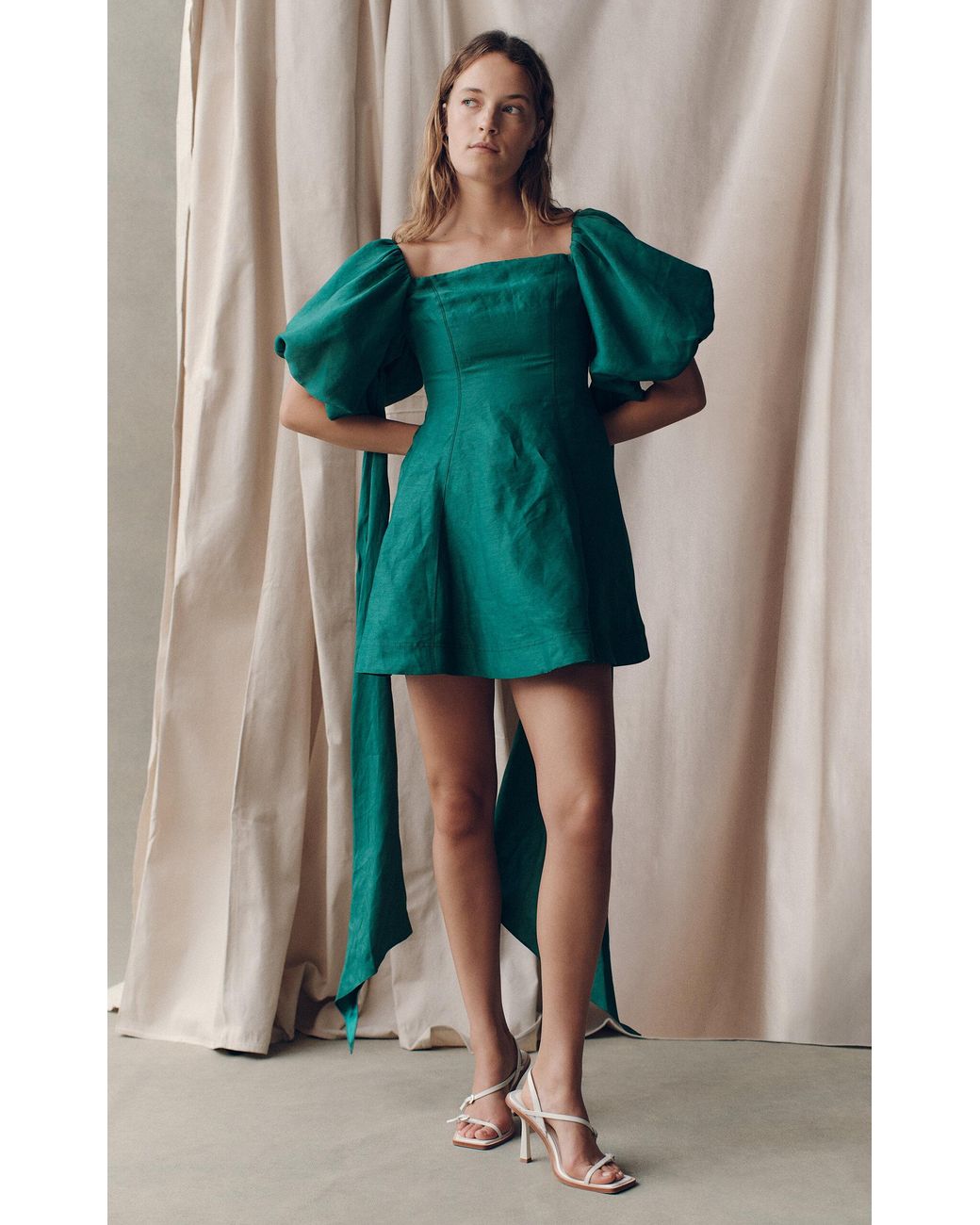 green emerald velvet dress Spatial Maxi Dress-BONSAI GREEN / 4 main image 0