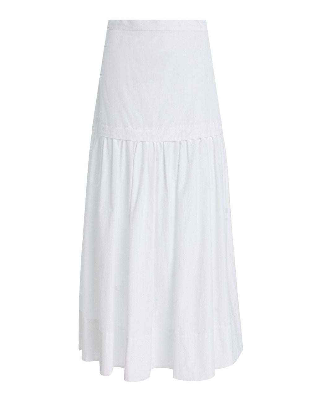 House of Dagmar White Drop-Waist Cotton Maxi Skirt