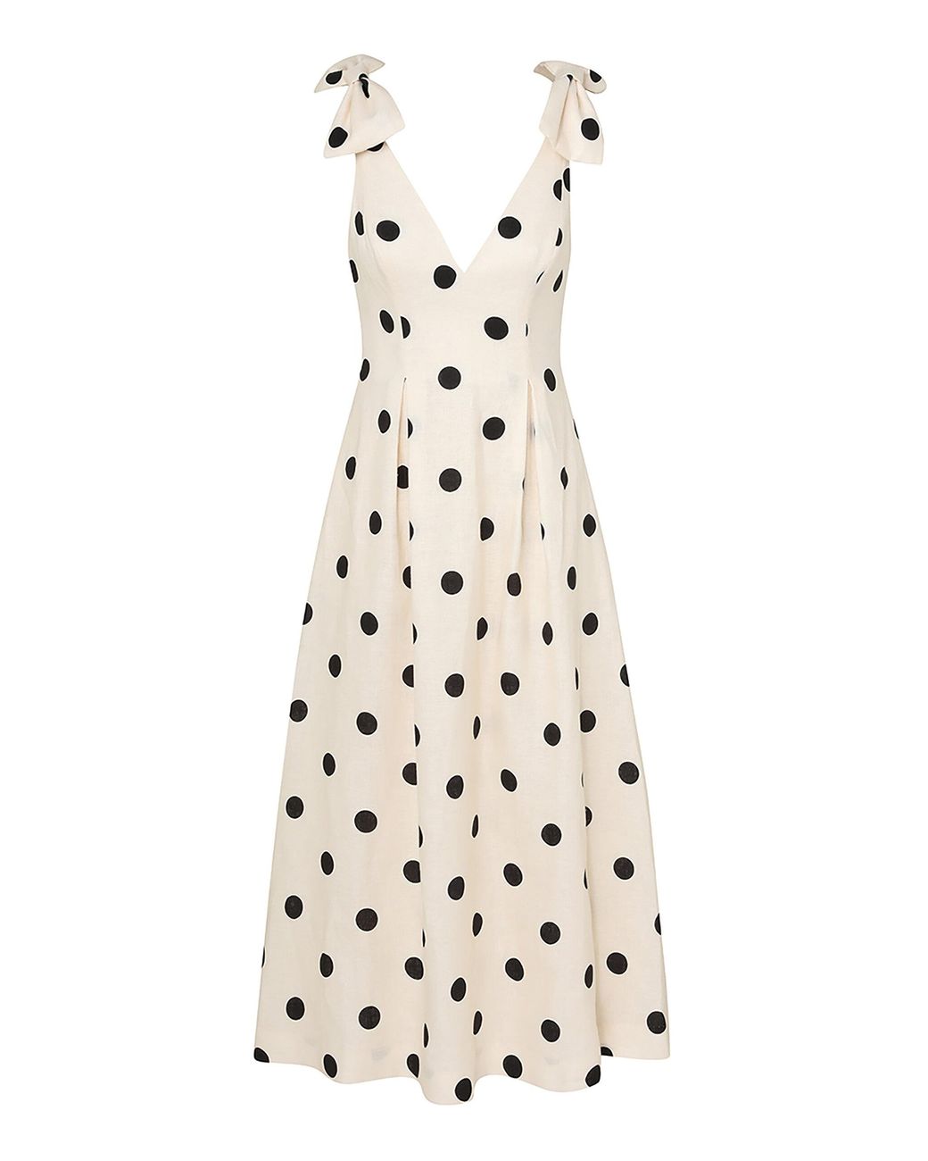 zimmermann crush polka dot linen midi dress Zimmermann Crush Polka-Dot Linen Midi Dress in Natural