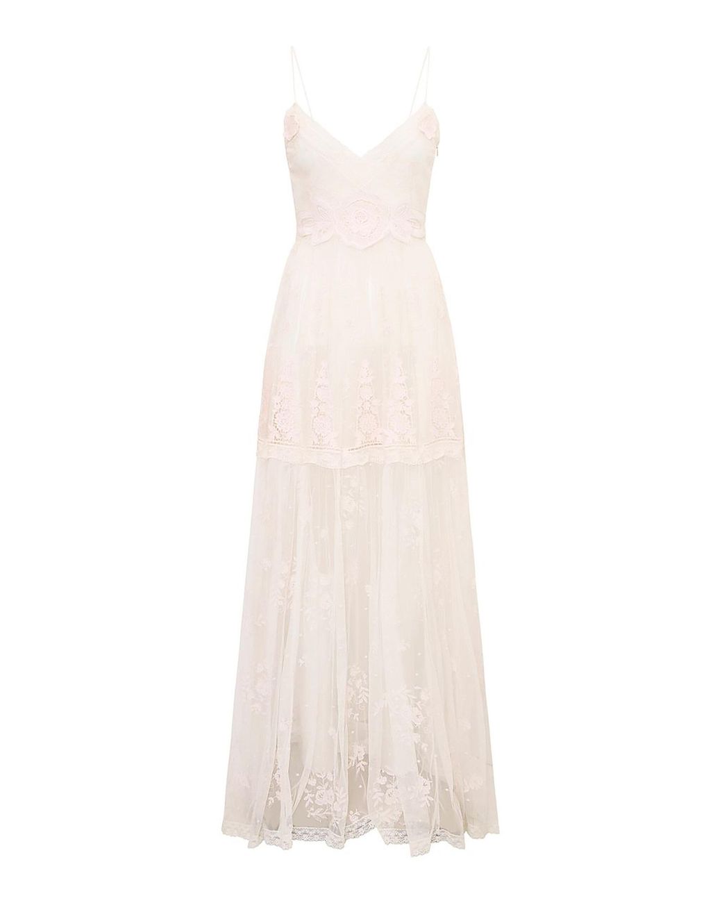 LoveShackFancy White Valmy Embroidered Lace Dress