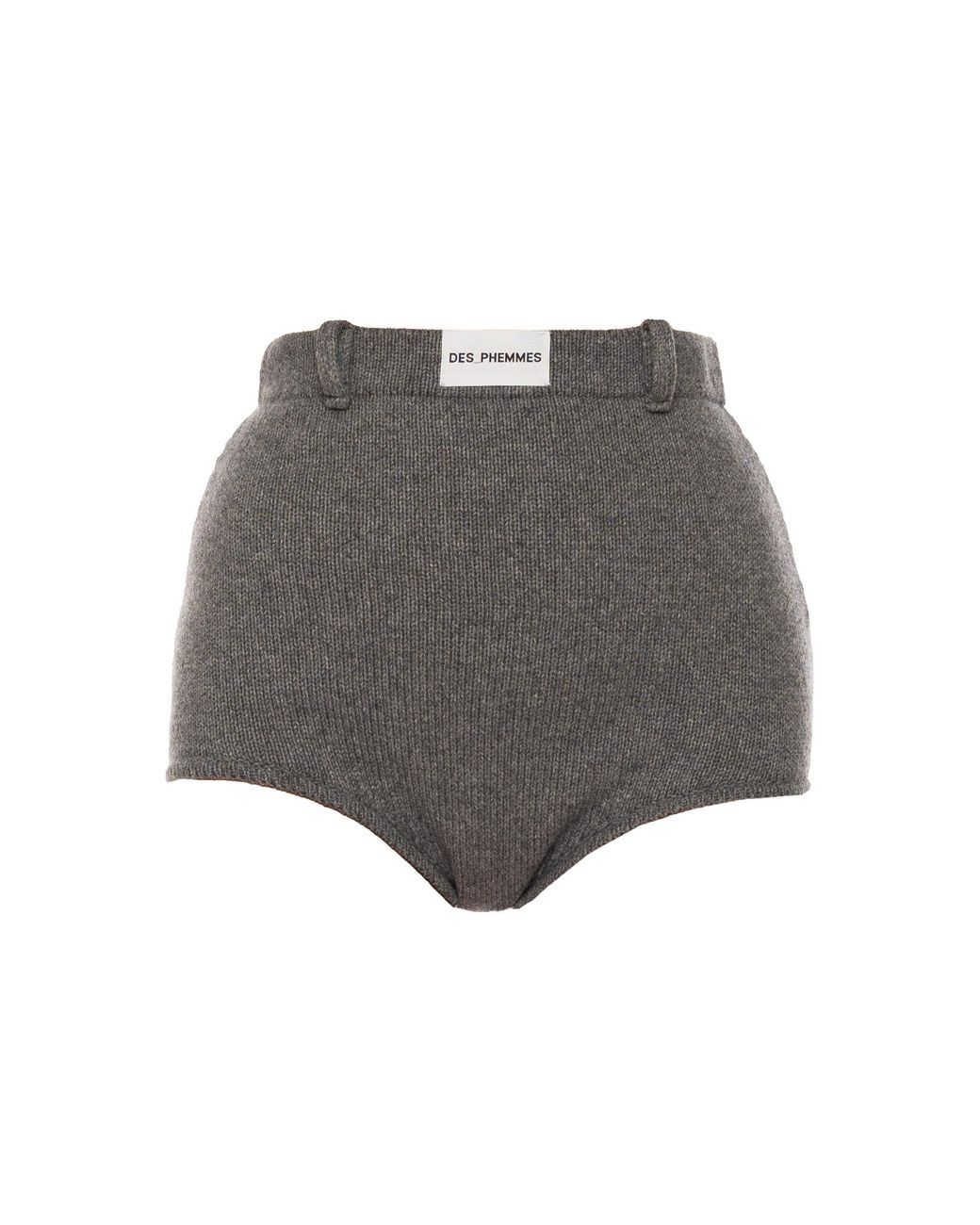 DES_PHEMMES Gray Ribbed Knit Mini Shorts