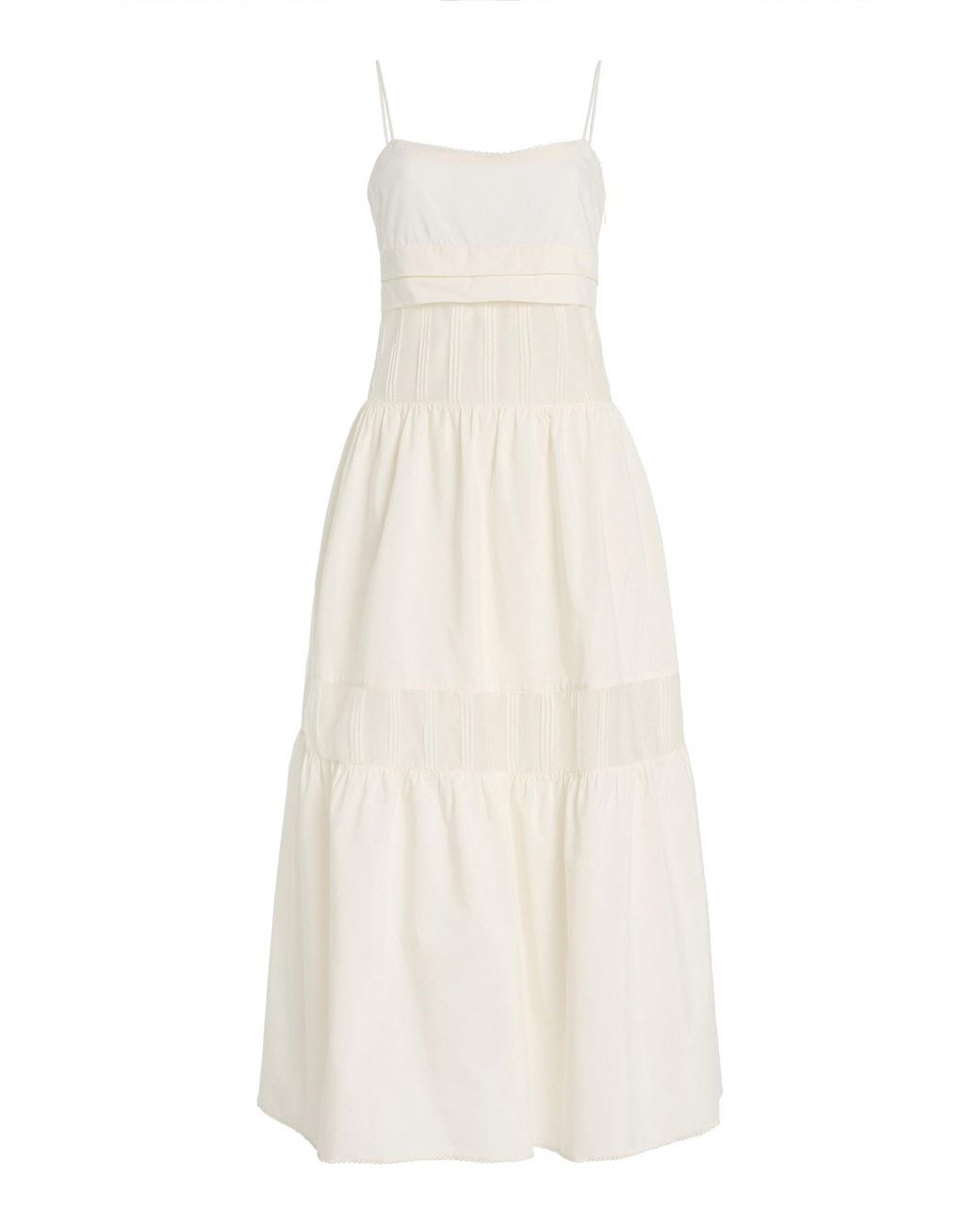 Posse White Exclusive Pearl Cotton-Silk Midi Dress