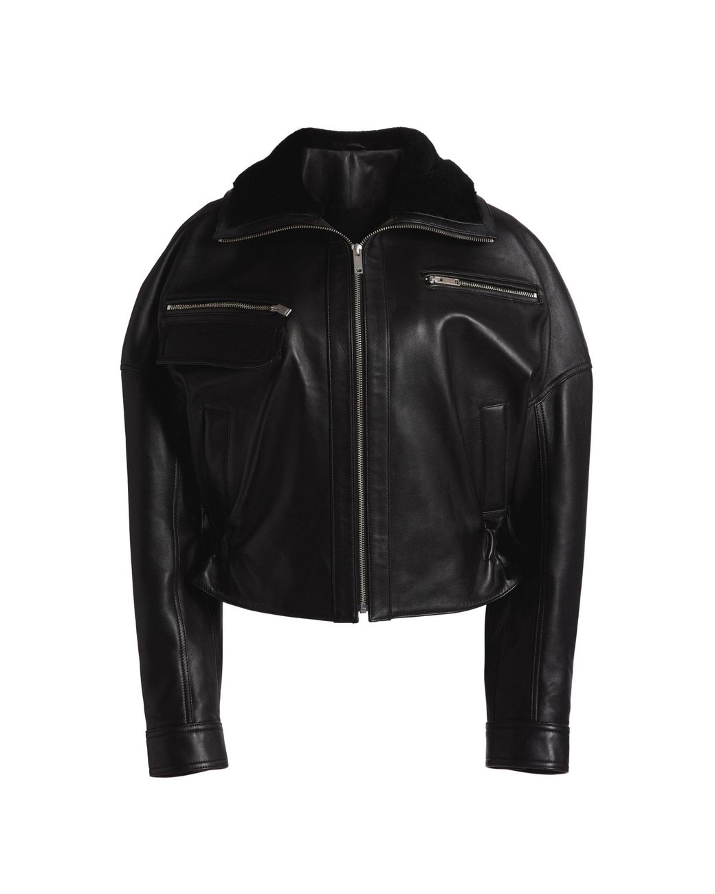 Christopher Esber Black Atlas Leather Jacket