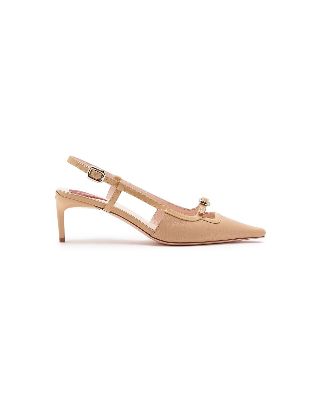 Roger Vivier Pink Mini-Buckle Leather Slingback Pumps