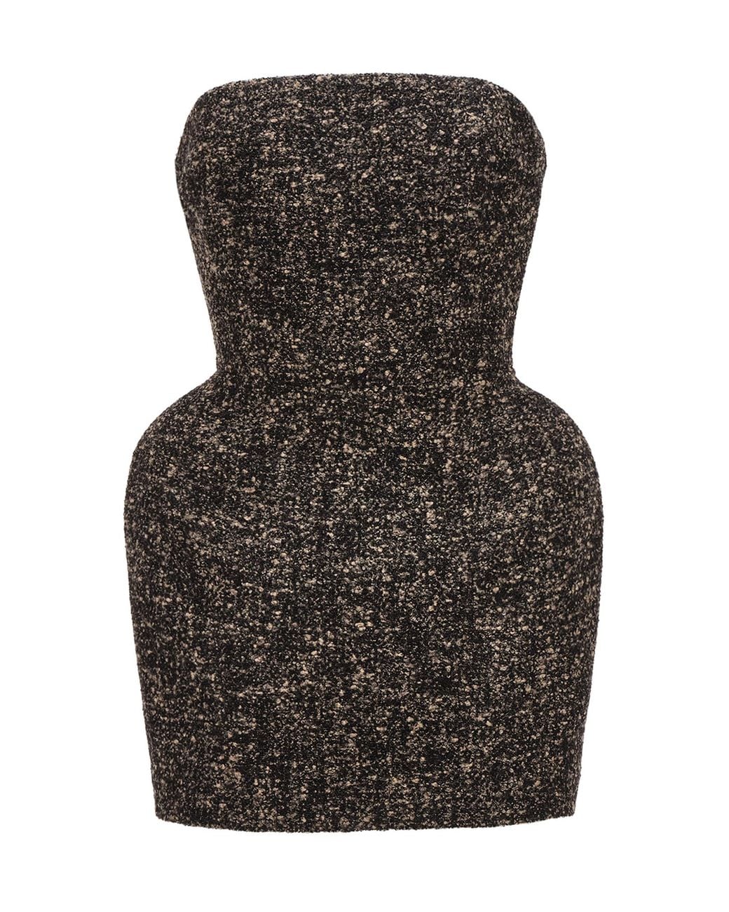 Magda Butrym Black Sculpted Wool-Blend Mouline Mini Dress