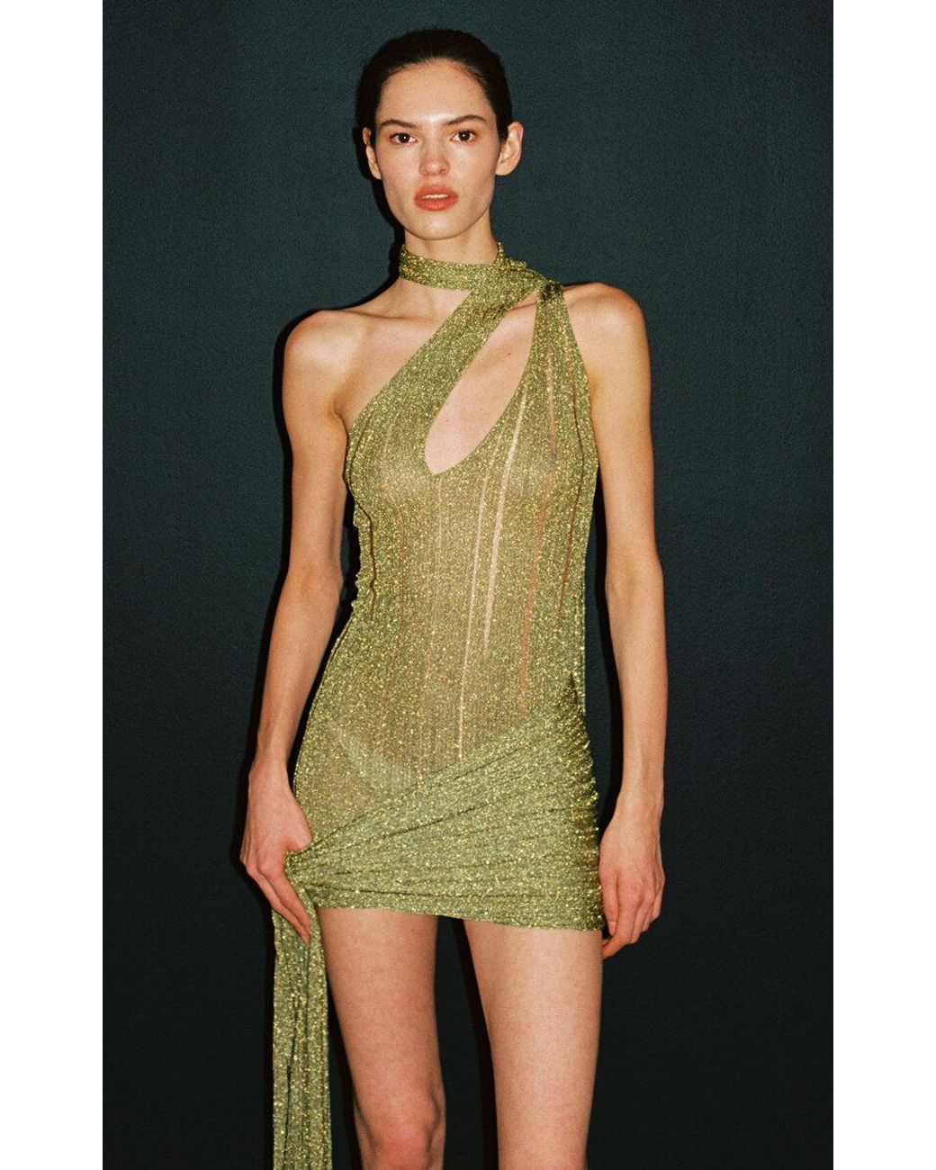 long sleeve sage green maxi dress Mac Duggal Women's Embellished Illusion High Neck Long Sleeve Gown - Green - Size 10
