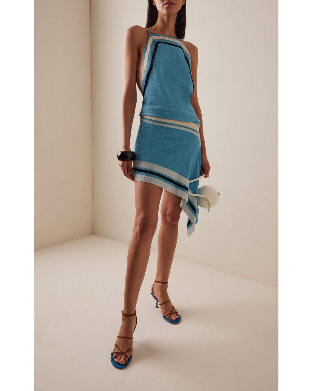 Christopher Esber Straccio Knitted Extension Drape Mini Dress in Blue |  Lyst Australia