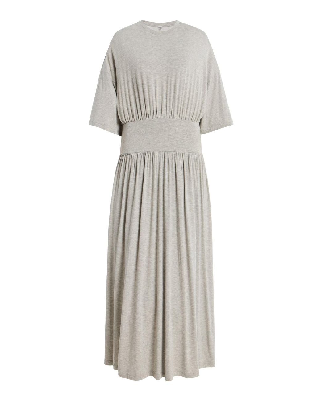 Totême White Cinched Jersey T-Shirt Maxi Dress