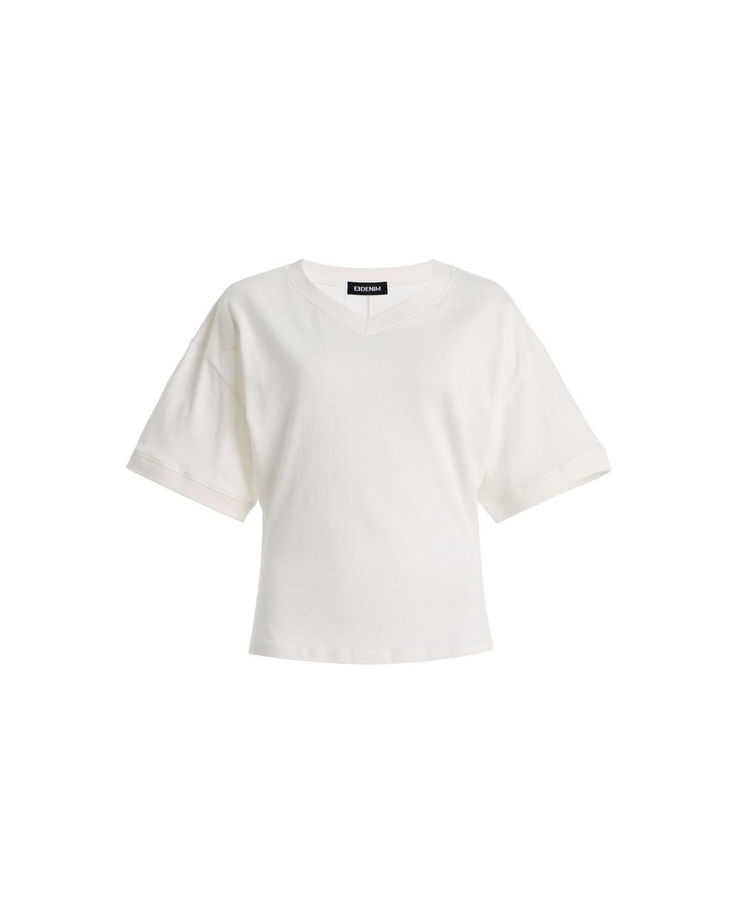 EB DENIM White Eero V-Neck Cotton T-Shirt