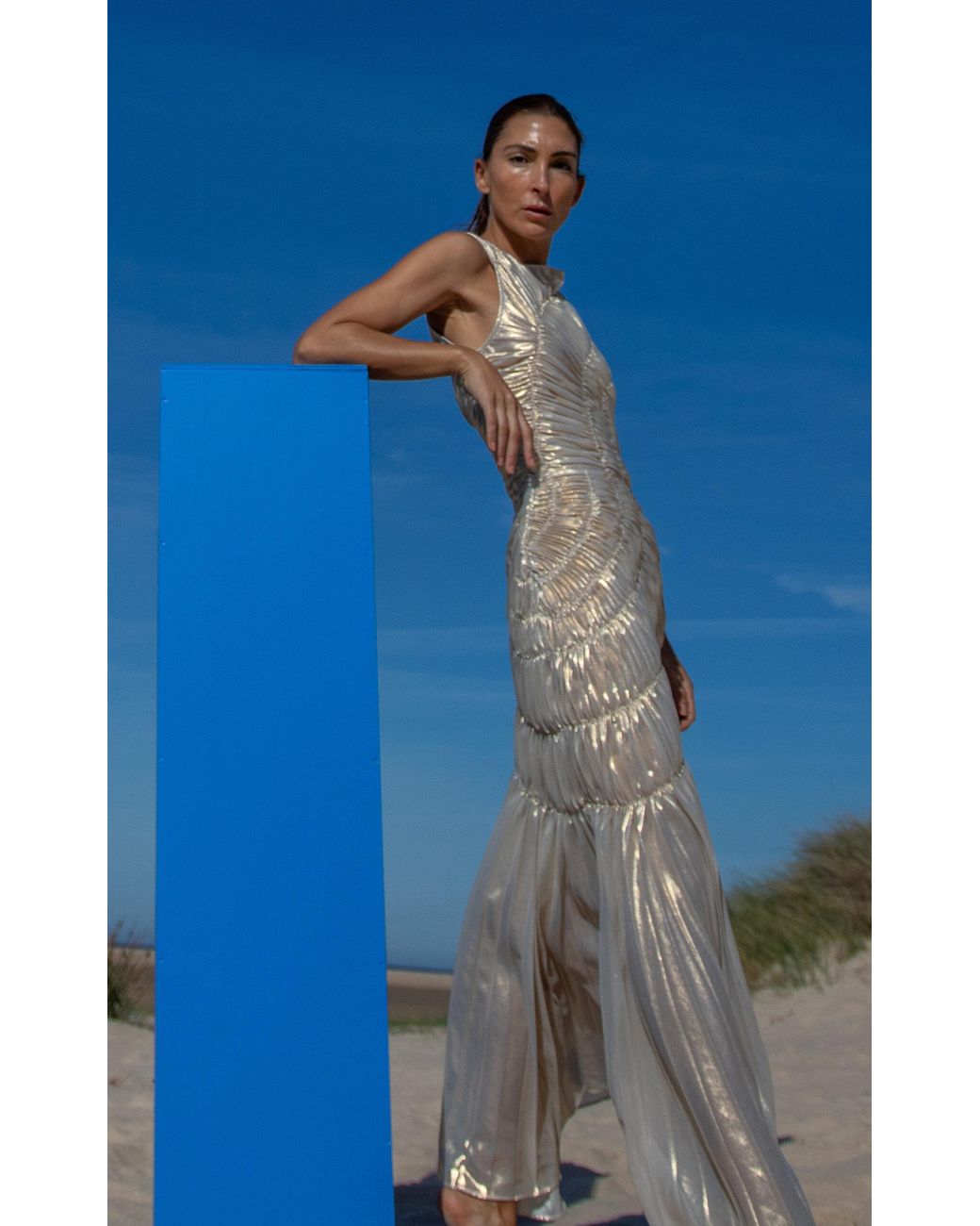 slim fit dress slacks Women's Metallic Maxi Dress main image 0
