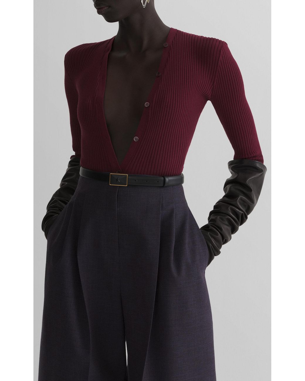 Mugler Purple Button-Down Cotton Bodysuit