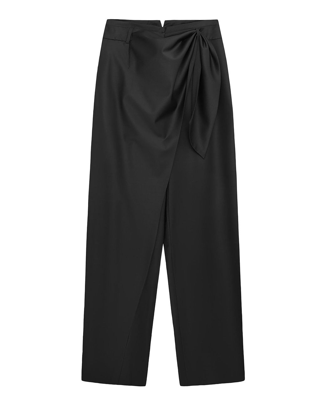 16Arlington Black Riva Wool-Blend Wide-Leg Pants