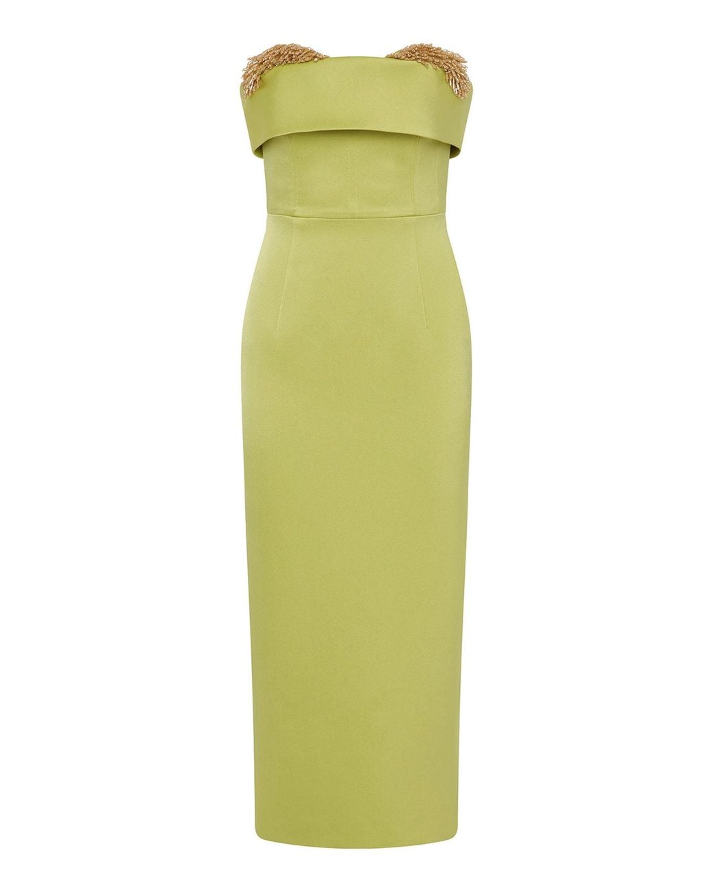 Rachel Gilbert Green Laira Beaded Satin Midi Dress