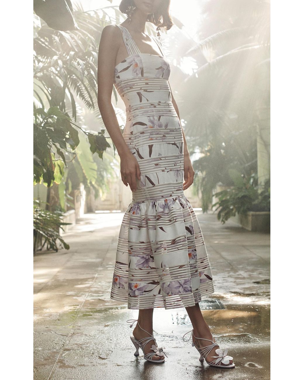 Zimmermann Corsage Linear Floral Midi Dress Lyst Australia