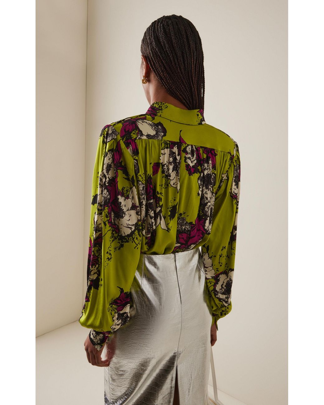 DES_PHEMMES Black 80S Printed Satin Top