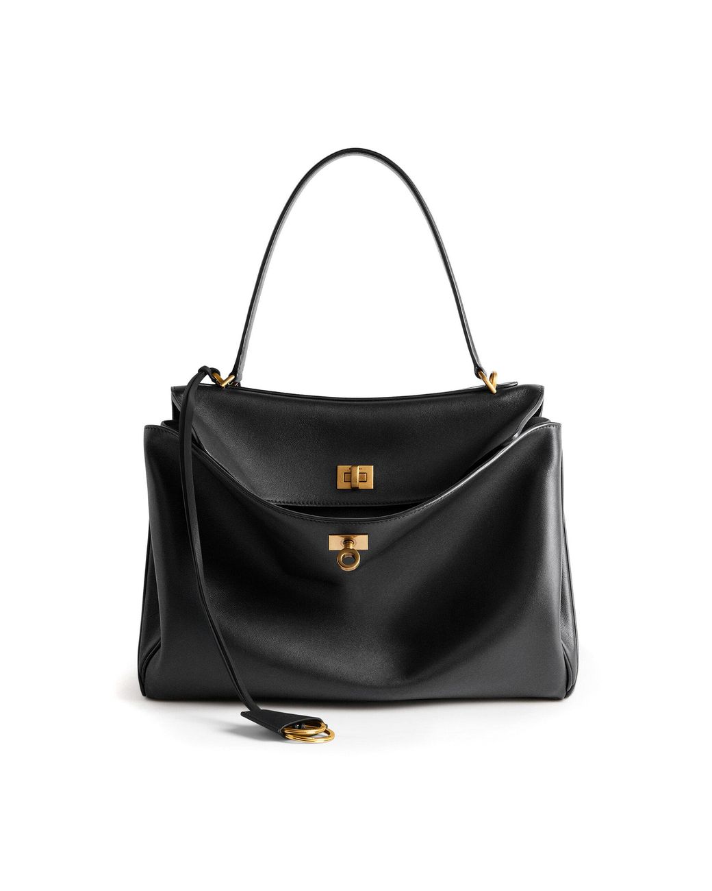 Balenciaga Black Rodeo Medium Leather Top Handle Bag