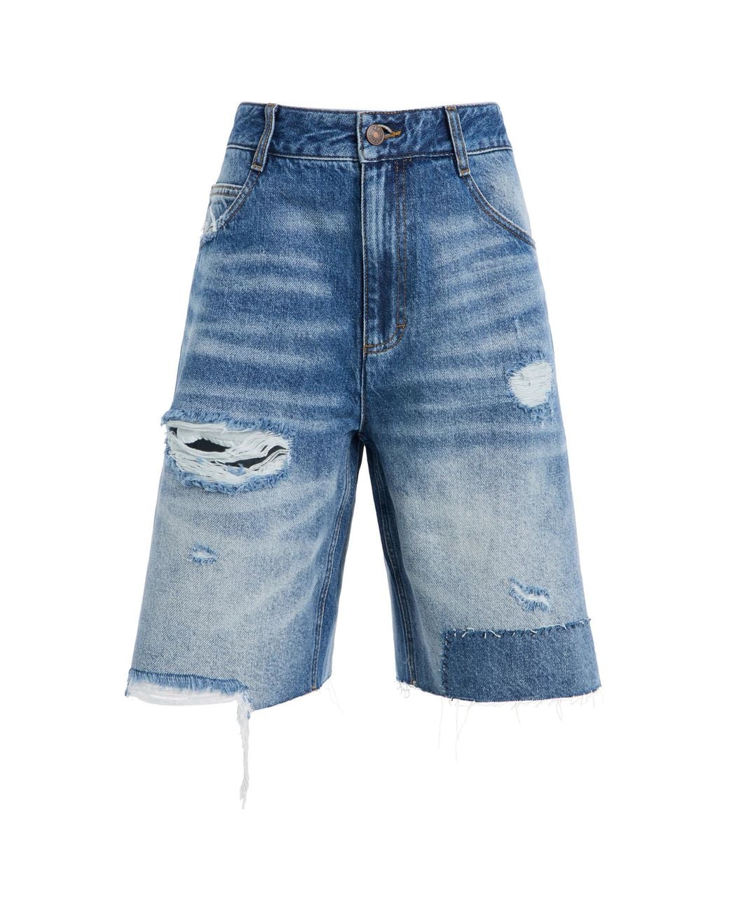 Sea Blue Milene Denim Knee-Length Shorts