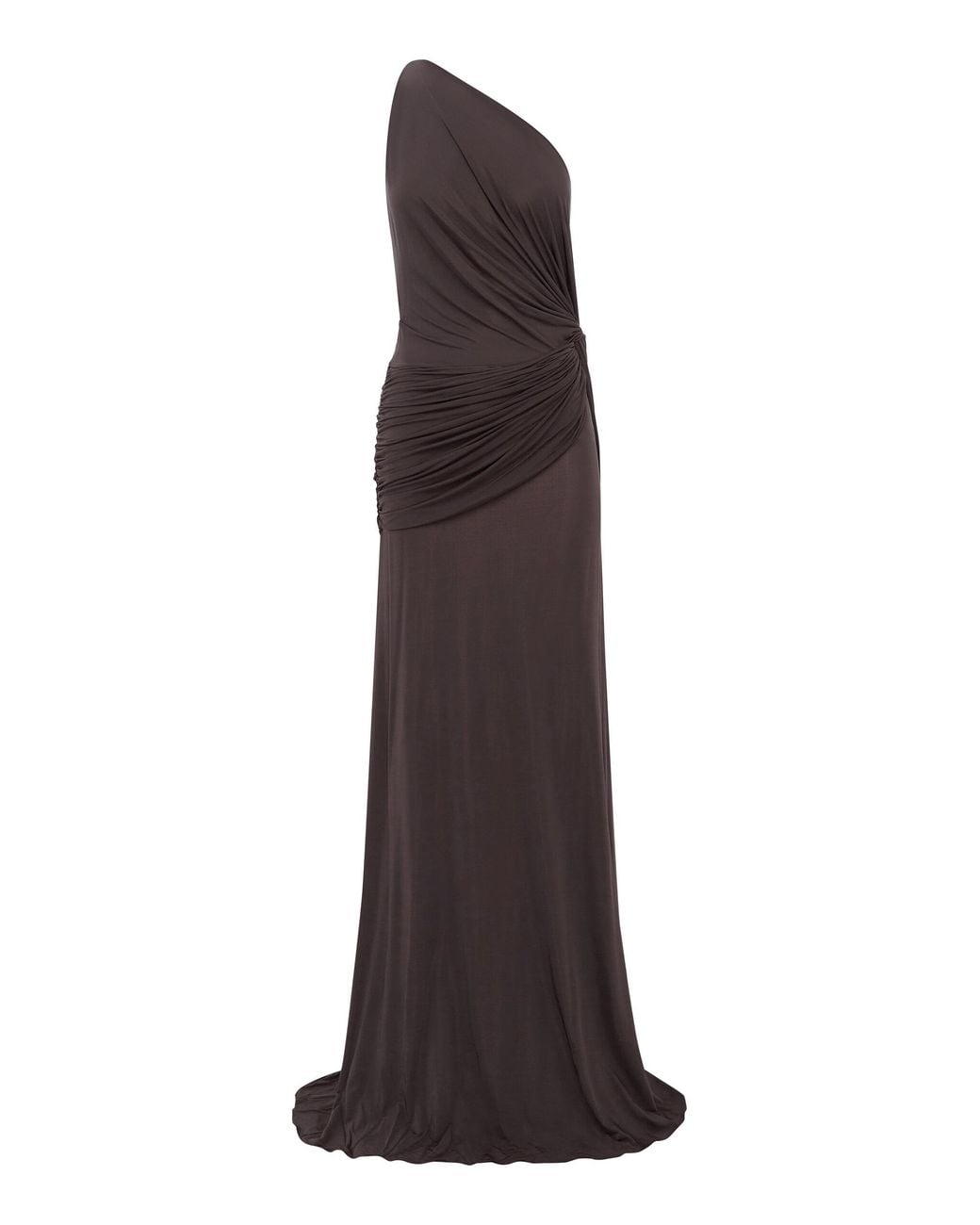 Alex Perry Gray Asymmetric Sleeves Twisted Gown