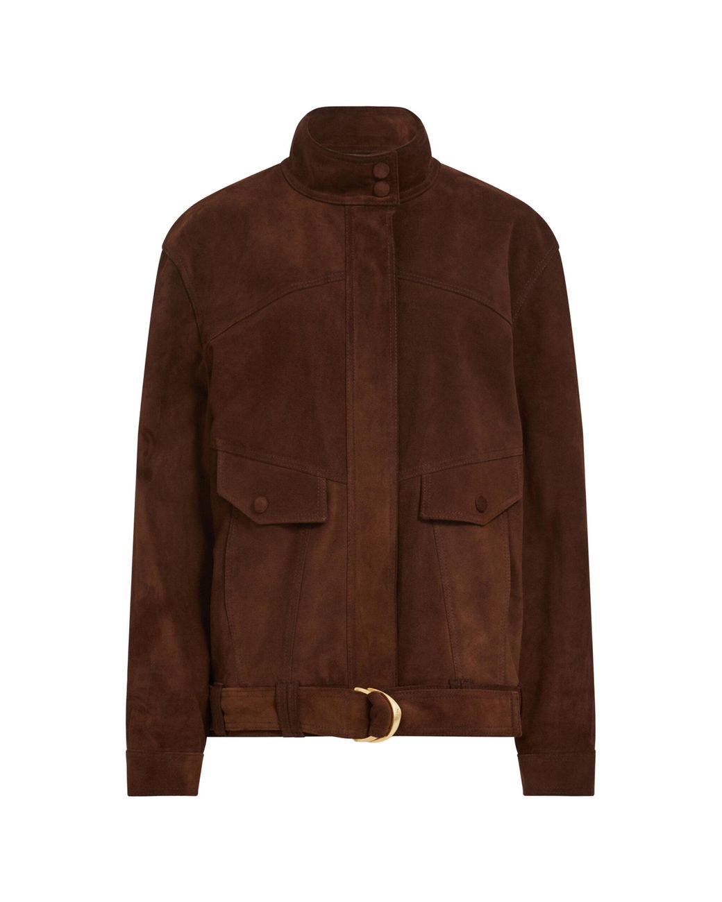 Aje. Brown Anisa Belted Suede Jacket