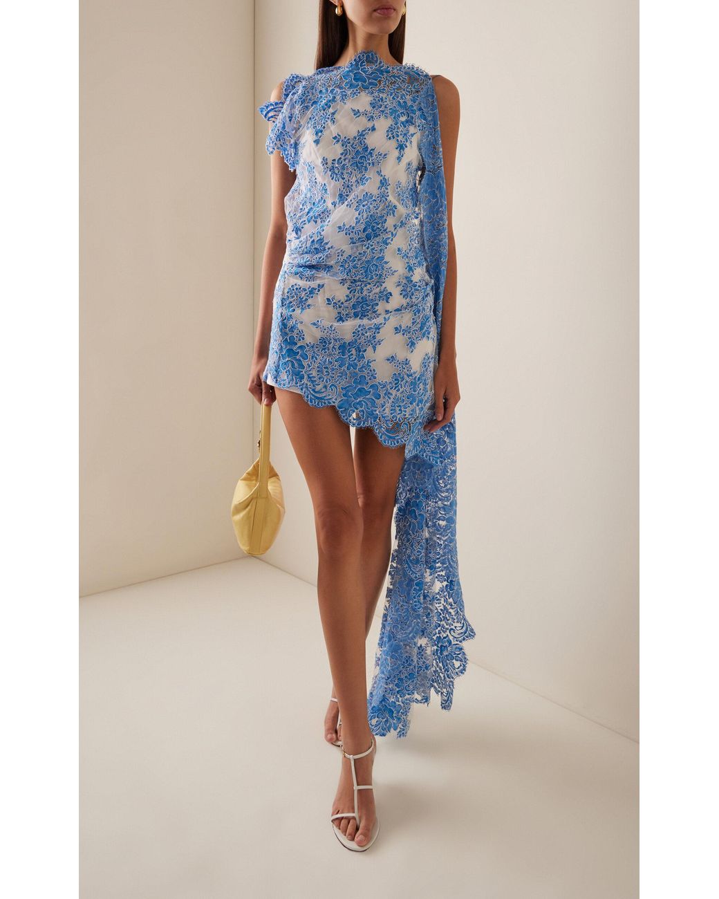 Christopher Esber Asymmetric Lace Mini Dress in Blue | Lyst Australia Christopher Esber Asymmetric Lace Mini Dress in Blue | Lyst Australia