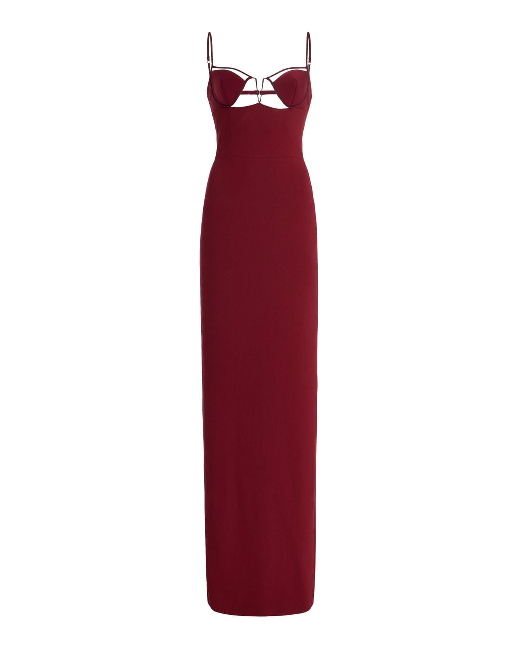 Nensi Dojaka Red V-Wire Bra Jersey Maxi Dress