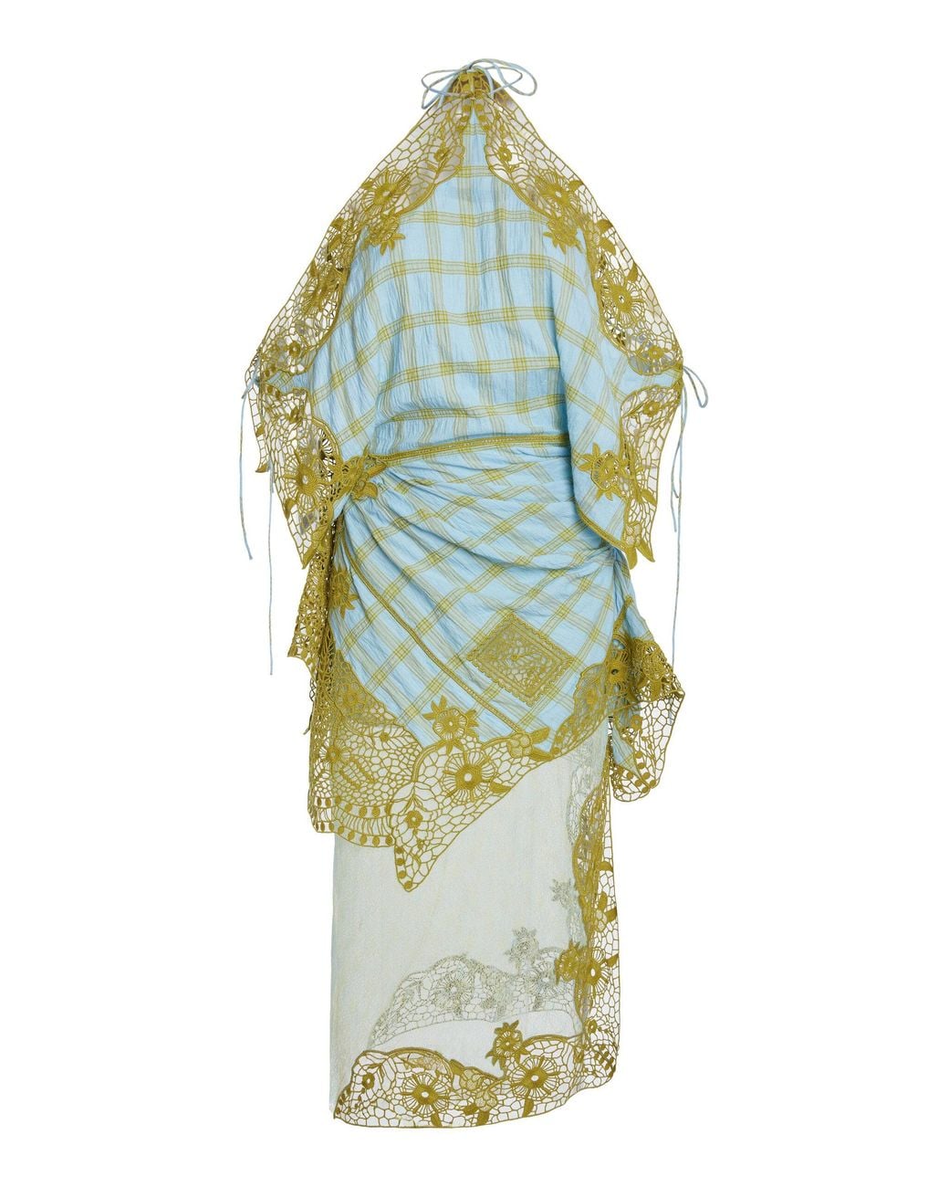 Christopher Esber Blue Embroidered Handkerchief Envelope Cotton Dress