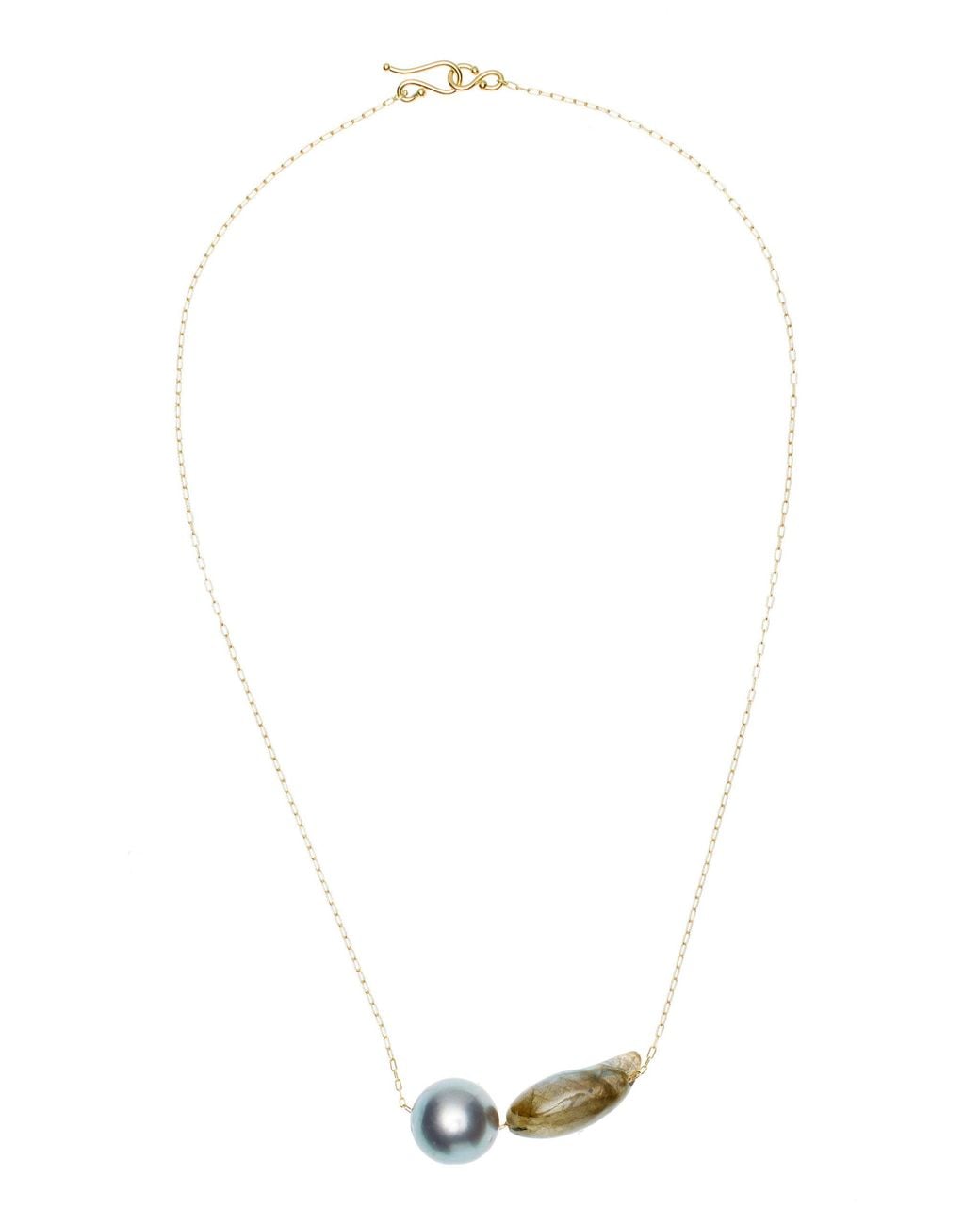 Ten Thousand Things White 18k Yellow Gold Tahitian Pearl Necklace