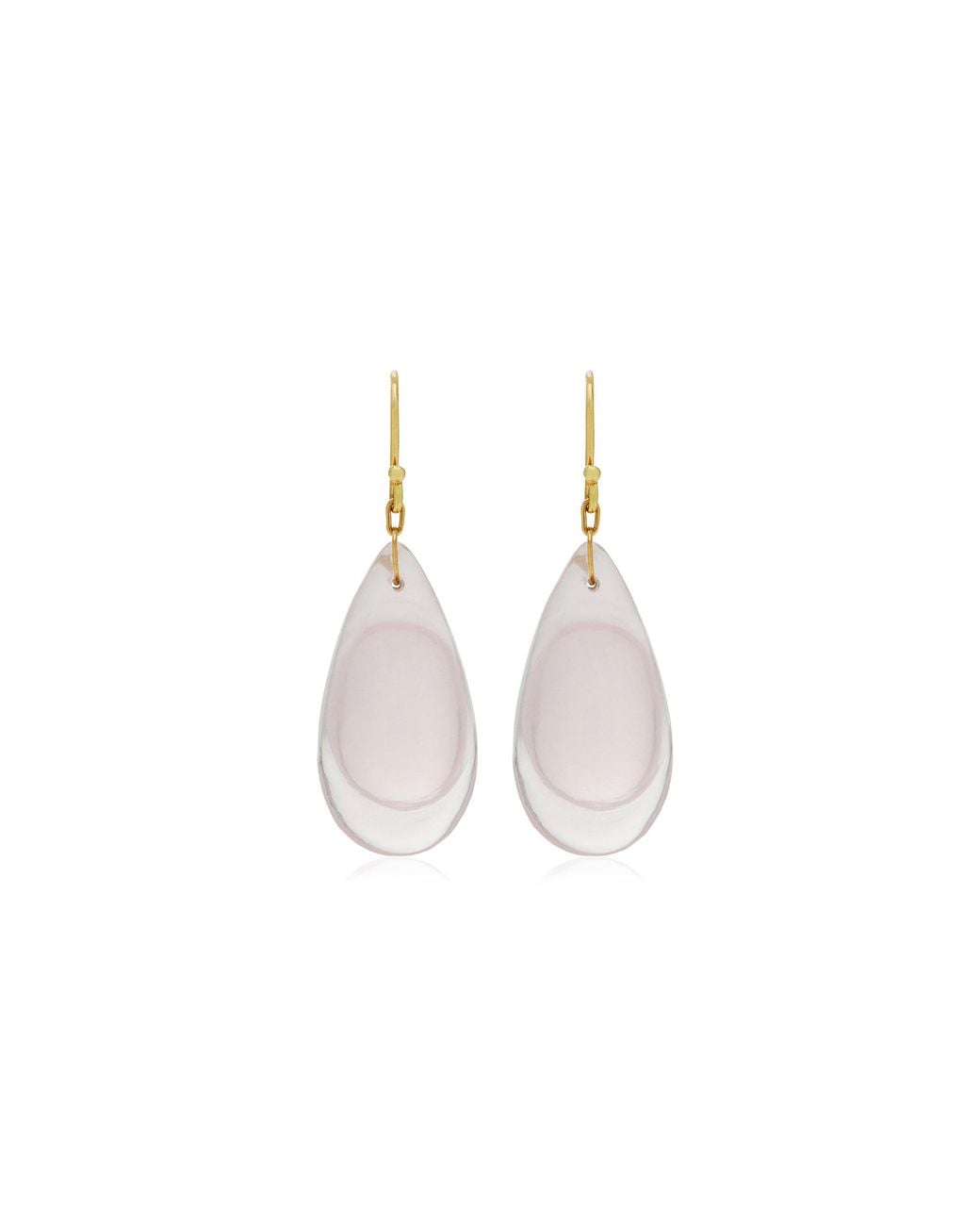 Ten Thousand Things Pink Droplet 18k Yellow Gold Quartz Earrings