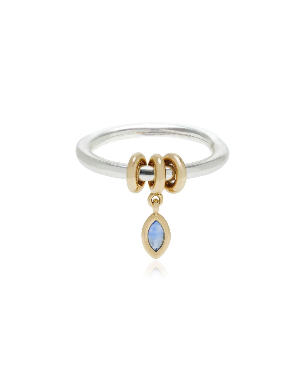 Spinelli Kilcollin White Exclusive La Isla 18k Yellow Gold And Steling Silver Pia Marquise Blue Ring
