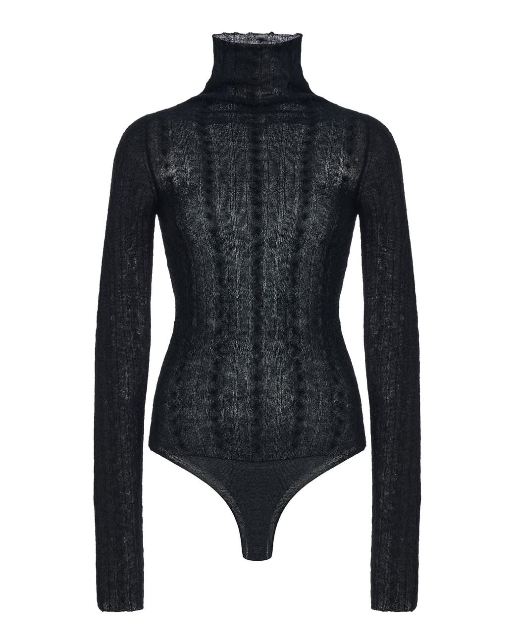 Haikure Black Margie Turtleneck Wool-Blend Bodysuit
