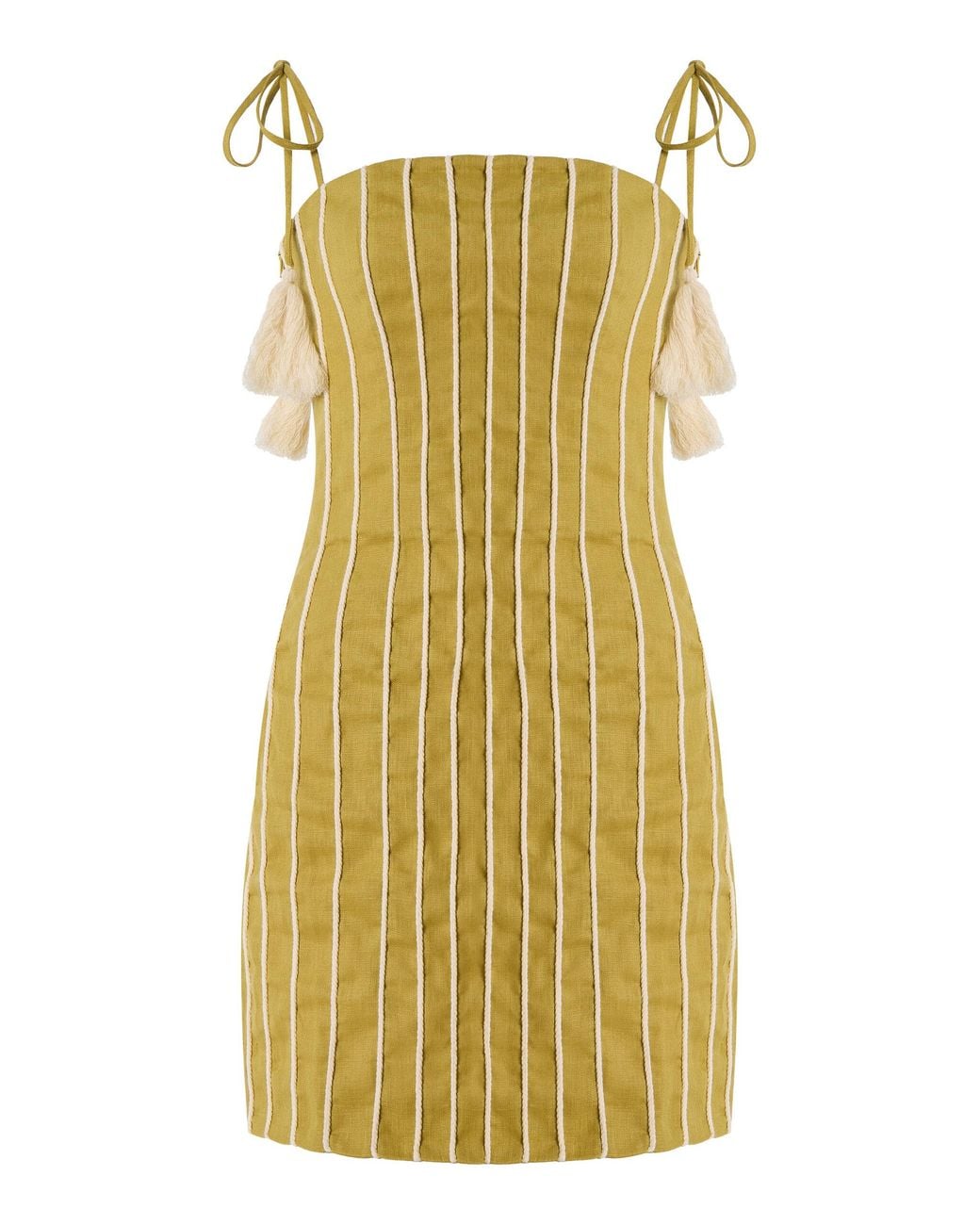 ANDRES OTALORA Yellow Exclusive Postales Linen Mini Dress