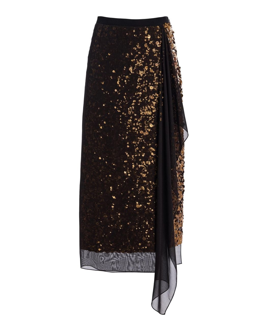 Michael Kors Black Embellished Silk Georgette Midi Skirt