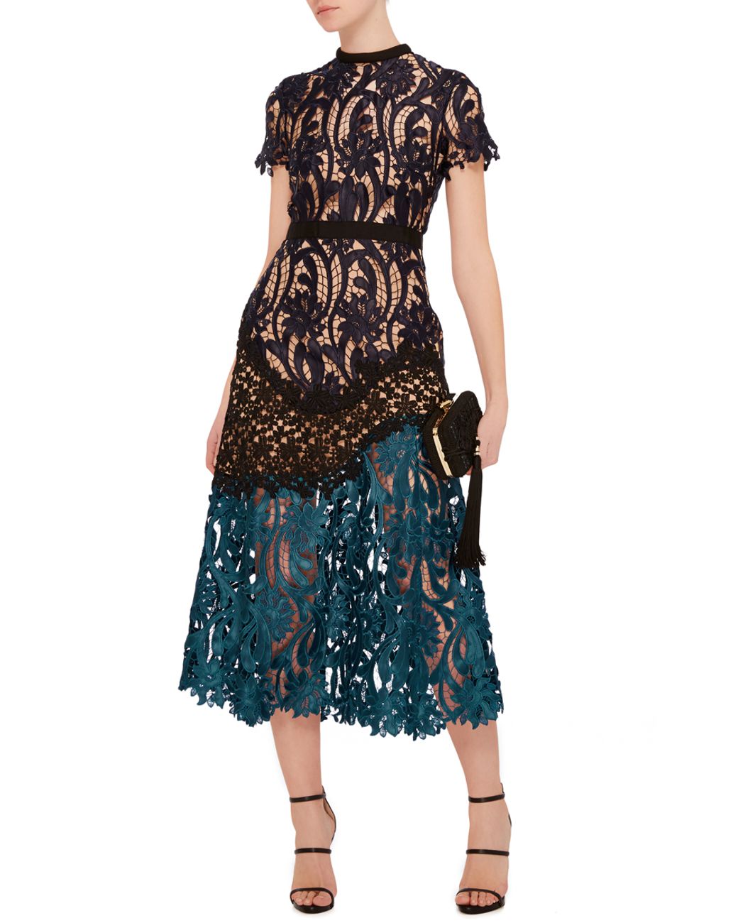 knee length dresses for ladies Self-Portrait One Shoulder Guipure-lace Midi Dress – Runway Catalog main image 0