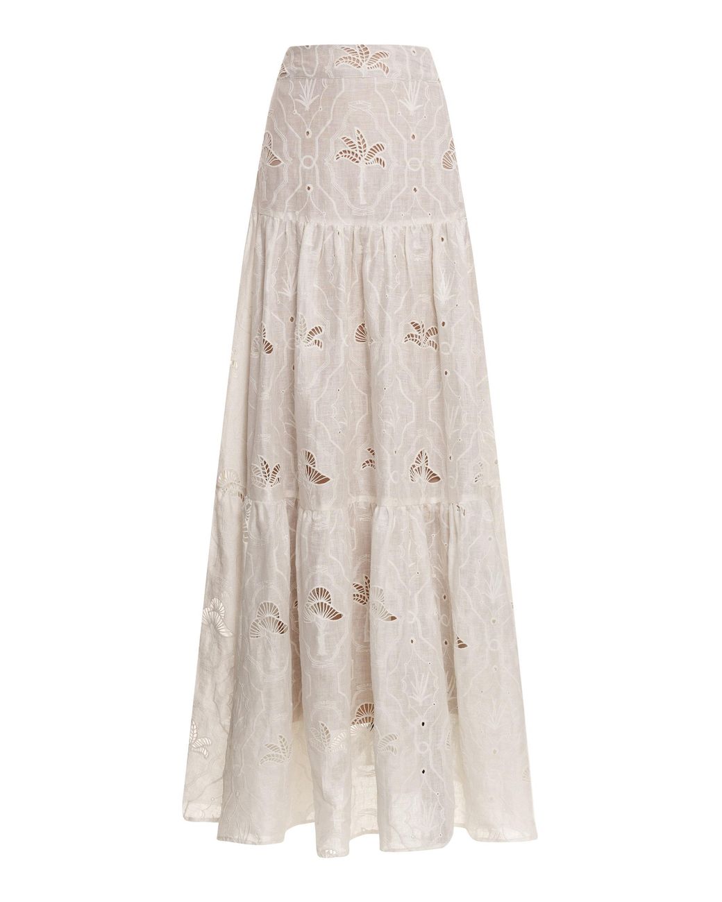 Agua by Agua Bendita Anís Cocora Eyelet Linen Maxi Skirt in Natural ...