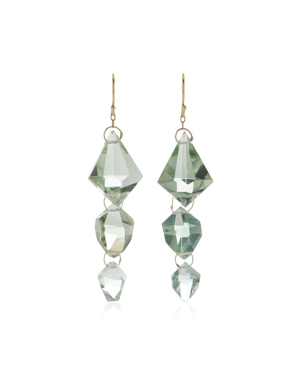 Ten Thousand Things White 18k Yellow Gold Triple Faceted Earring