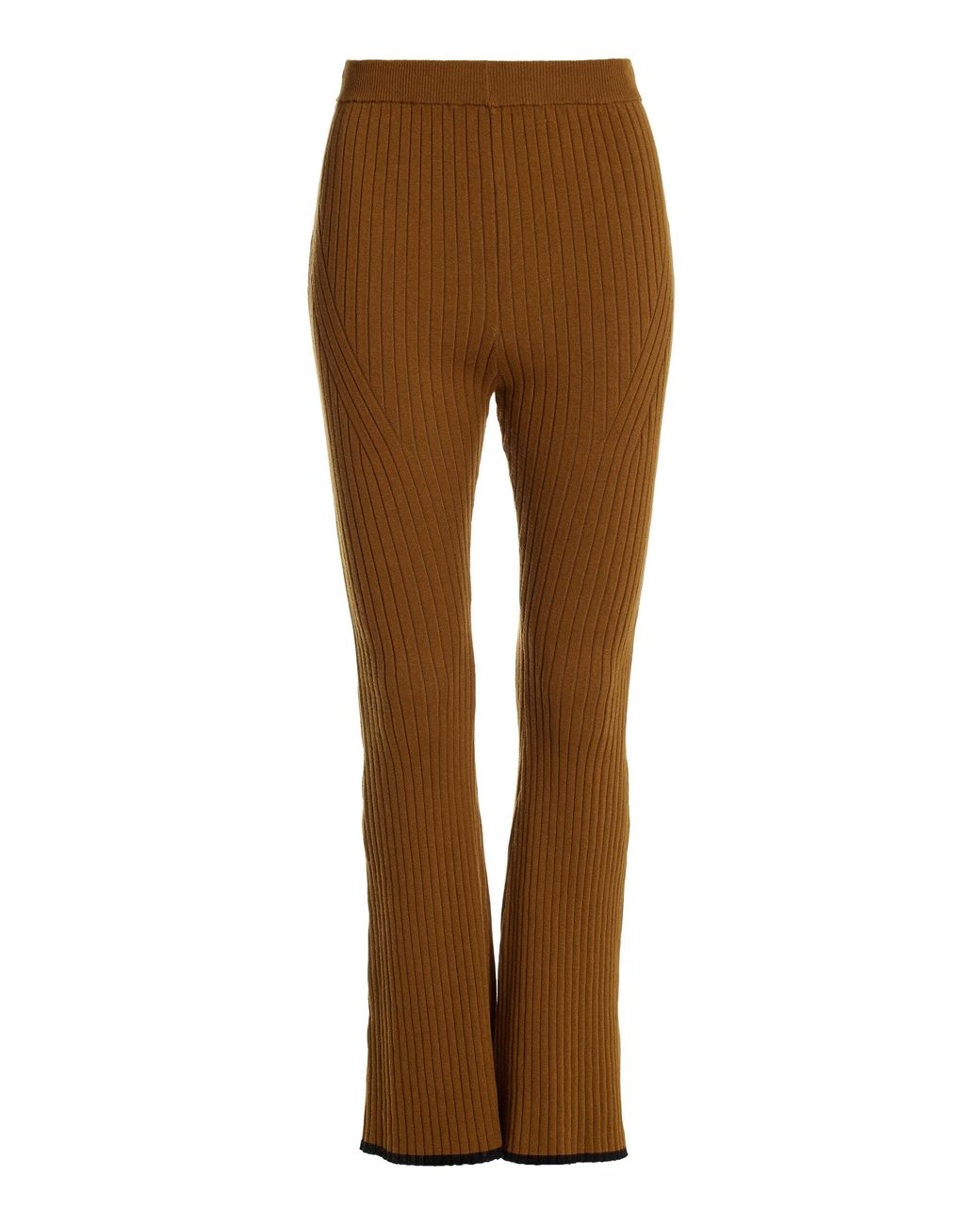 Matthew Bruch Brown Cotton-Blend Ribed-Knit Flared Pants