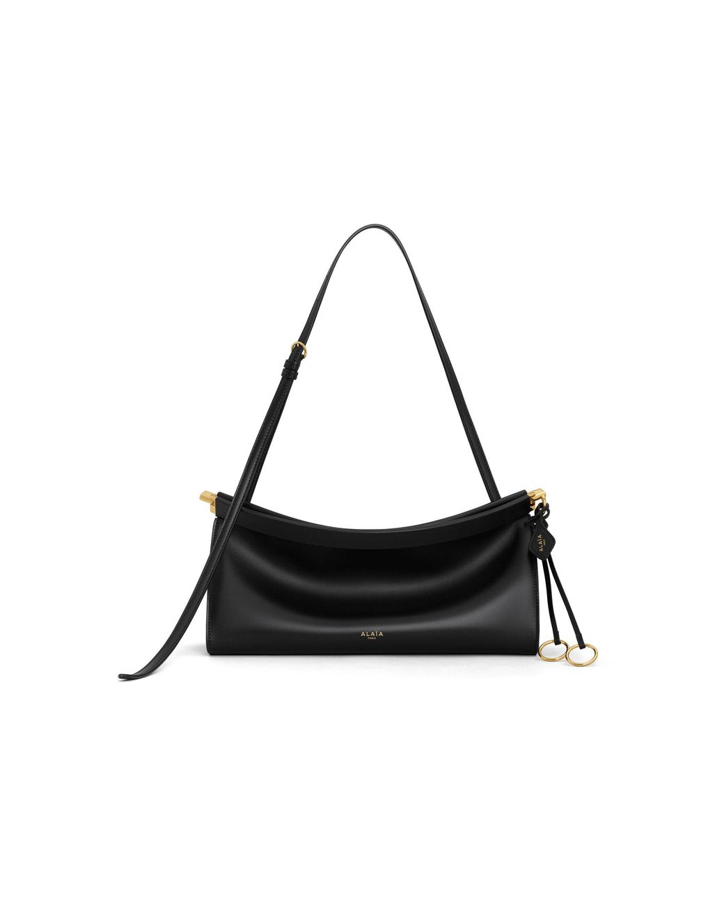 Alaïa Black Le Click Medium Leather E/W Shoulder Bag