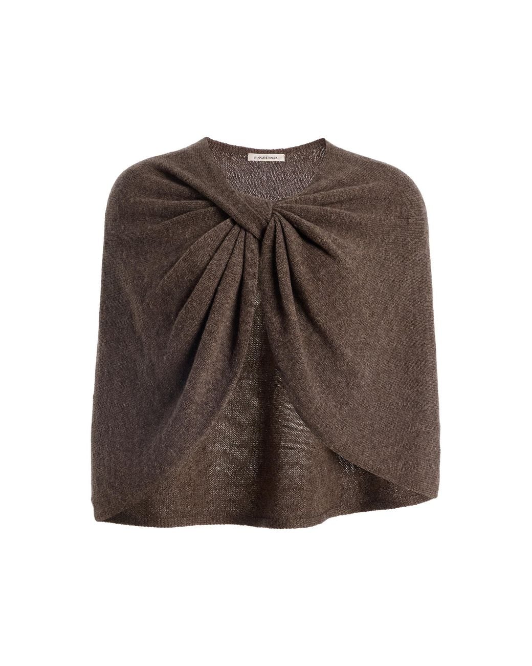 By Malene Birger Brown Pinne Draped Wool-Blend Knit Cape