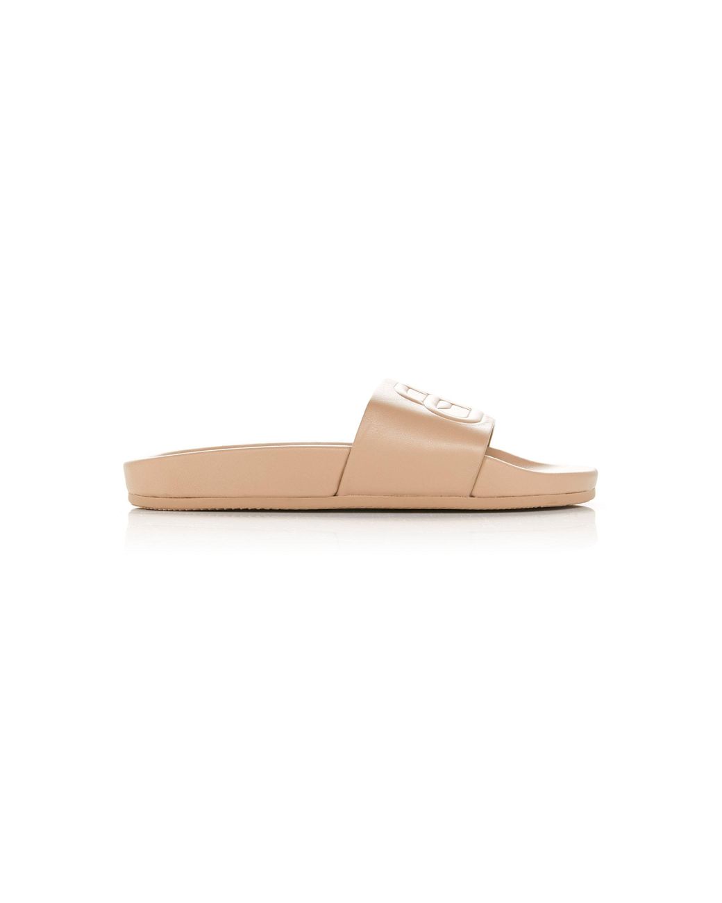 Balenciaga Logo-embossed Leather Slides in Nude (Natural) - Lyst
